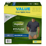 FIT-FLEX Incontinence Underwear for Men by Depend – Large/X-Large (38 Count), Lycra, Gray, Model 10036000438717