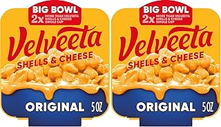 Velveeta Shells & Cheese Original Shell Pasta with 2X the Creamy Shells Big Bowl Microwave Meal, 5 oz Tray (Pack of 2)