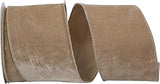 Reliant Ribbon 93592W-964-10F Regal Velvet Plush Wired Edge Ribbon, 4 Inch X 10 Yards, Taupe