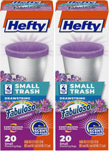 Small Trash Bags by Hefty – 20 Count (Pack of 2), 4.0 gallons, PE, Purple, Pack of 2