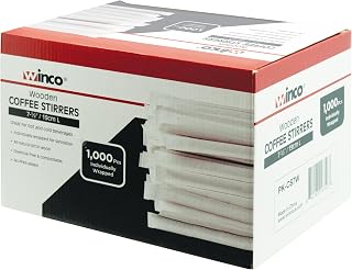 Winco 7 1/2" Coffee Wood Stirrer, L, Wrapped, 1000/Pk (Set of 1000) | Wrapped individually, Chemical-free, Great for Appetizers, Desserts, Buffet Displays and Catering