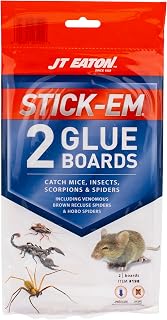 JT Eaton 198 Stick-Em® Mouse & Insect Glue Trap, 2-Pack, Non-Poisonous, Indoor/Outdoor Use