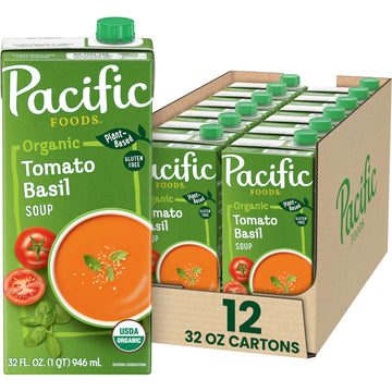 Organic Tomato Basil Soup by Pacific Foods – 32 Fl Oz (Pack of 12), Pack of 12