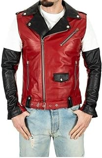 Men's Multicolor Real Lambskin Bomber Biker Leather Jacket