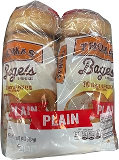 Thomas' Bagels Plain, No High Fructose Corn Syrup, 10 grams of protein, 12 Pre-Sliced Bagels, 40 oz
