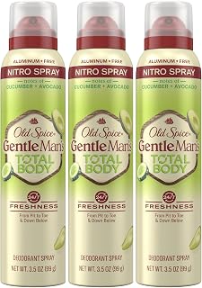 Old Spice Whole Body Deodorant Spray for Men, Aluminum Free, Cucumber + Avocado Scent, 24/7 Odor Protection, 24/7 Lasting Freshness, Safe to Use All Over, 3.5 oz (Pack Of 3)
