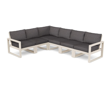 ® Edge 6-Piece Modular Deep Seating Set in Sand/Ash Charcoal by Polywood – Onesize, High Density Polyethylene, Sand / Ash Charcoal, Model PWS523-2-SA145986