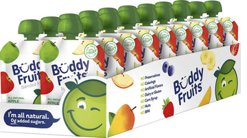 Snacks To Go Orchard Blend Unsweetened Applesauce 3.2oz Pouch (18pk) Gluten-Nut-Dairy-Preservatives-BPA Free by Buddy Fruits – 3.2 Ounce (Pack of 18), White, Pack of 18