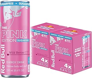 Red Bull Pink Edition Sugar Free Energy Drink, Wild Berries, 8.4 fl. oz., Pack of 8 cans, with 80mg Caffeine, Taurine & B Vitamins