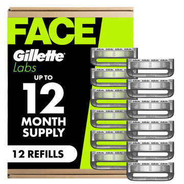 Labs Shaving Razor Blade Refills for Men by Gillette – 12 Count (Pack of 1), Black