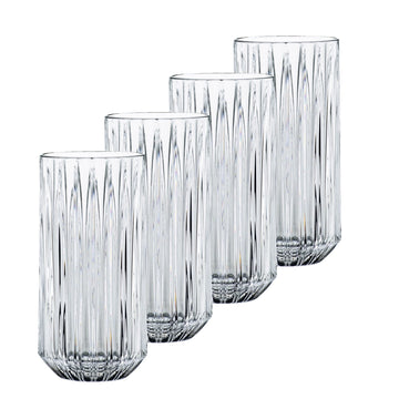 Jules Collection Long Drink Glasses by Nachtmann – 13 oz, 375 milliliters, Glass, Clear, Pack of 4