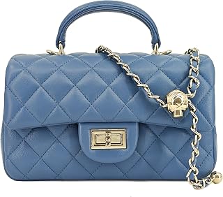 Small Quilted Lambskin Evening Crossbody Bag with Top Handle