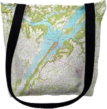 Betsy Drake TY611M 16 x 16 in. Lake Guntersville Alabama Nautical Map Tote Bag - Medium