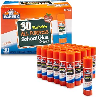 Elmer's All Purpose School Glue Sticks, Acid-Free and Washable, Clear, 7 Grams,Craft Projects, Poster, Classroom Supplies, #1 Teacher Brand, 30 Count, Standard Sticks (Pack of 12)