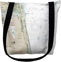 Betsy Drake TY11488M 16 x 16 in. Amelia Island to Saint Augustine Florida Nautical Map Tote Bag - Medium