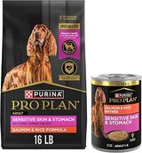 Purina Pro Plan Sensitive Skin and Stomach Salmon and Rice Formula Adult Dry Dog Food Bundle Sensitive Skin and Stomach Salmon and Rice Entree Adult Wet Dog Food
