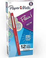 Paper Mate Flair Felt Tip Pens, Medium Point (0.7mm), Red Ink, 12 Count - Teacher Supplies, Arts & Crafts