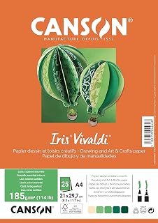 Canson Iris Vivaldi A4 Coloured Paper 185gsm Assorted Green (Pack of 25)