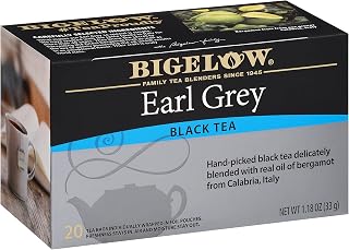 Bigelow Tea Earl Grey Flavored Black Tea, Kosher, 20 Bags (Pack of 6) | 1.18 Ounces