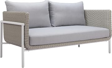 Zuo Frais Loveseat Gray, Gray Sofa, Modern Style, Patio Furniture, Outdoor Fabric, Seats up to 2, Aluminum, Outdoor Living, 58.7" W x 31.9" D x 31.9" H, Non-Stackable