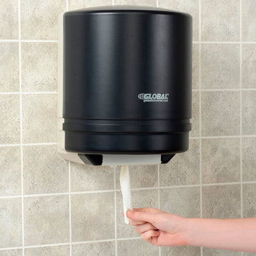 Plastic Center Pull Paper Towel Dispenser by Global Industrial – Plastic, Smoke Gray/Beige, Model TD025502-016