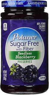 Polaner Seedless Blackberry Preserves Sugar Free with Fiber, 13.5 Oz, (Pack of 2)