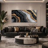 FanseeArt Gold Wall Art Marble Canvas Art for Office | Large Black Wall Decor for Living Room Bathroom Bedroom Painting Kitchen White Prints 59"L x 29"W
