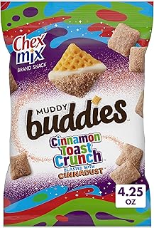 Chex Mix Muddy Buddies Cinnamon Toast Crunch Snack Mix, 4.25 oz | Crispy Corn Chex, Cinnamon Toast Crunch Coating, Sweet Powdery Finish, Lunch Box or Anytime Treat