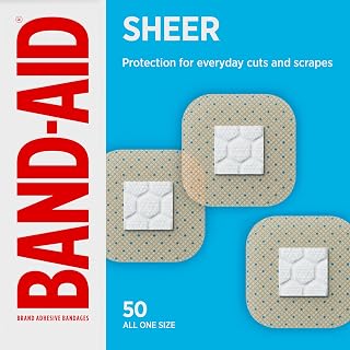 BAND-AID Brand Sheer Spot Square Adhesive Bandages, All One Size, 50 Count