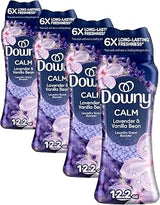 Downy Calm In-Wash Laundry Scent Booster Beads, Soothing Lavender and Vanilla Bean scent, 12.2 OZ, laundry scent beads, Long-lasting Freshness (Packaging May Vary) (Pack of 4)
