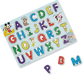 Melissa & Doug Disney Classics Alphabet Wooden Peg Puzzle (26 pcs)