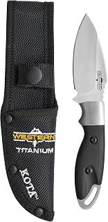 Camillus Western Kota Durable Rust&Corrosion-Resistant 420 Stainless Steel Hunting Hiking Fishing Full Tang Fixed Blade Knife with Protective Sheath