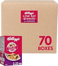 Kellogg's Low Fat Granola Original With Raisins Cereal 9.71Lb 70 Count | Family Breakfast