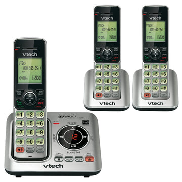 VTCS6629-3 3-Handset DECT 6.0 Expandable Speakerphone with Caller ID by VTech – 3 Handset, other-materials, Silver, Model CS66293