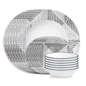 Vitrelle 18-Piece Service for 6 Dinnerware Set by Corelle – 18-Piece Set, Glass, Odisha, Pack of 18, Model 1152978