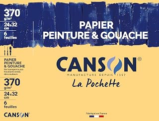 Canson Pack of 6 Sheets of Paint and Gouache Paper 24 x 32 cm - 370 g/m²