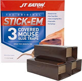 JT Eaton 144N Stick-Em Covered Mouse Glue Trap, 3, Brown/A