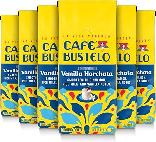 Cafe Bustelo Café Bustelo Vanilla Horchata Artificially Flavored Ground Coffee, 6 Bags | 11 oz. per bag. Bold Latin flavor. Stands up to milk, sugar & ice. Shelf stable. SNAP EBT eligible.