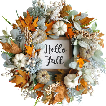 Cir Oases Fall Wreath, 20 Inch Diameter, Pumpkin Berry