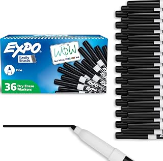 EXPO Low Odor Dry Erase Markers, Fine Tip, Black, (Pack of 6, 216 Count Total)