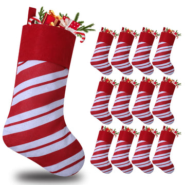 Tokforty Candy Cane Christmas Stockings, 19 Inch, 12 Pack Red and White