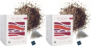 Rishi Tea English Breakfast Tea - Organic Sachet Tea Bags, Energizing & Caffeinated Pure Black Tea, Ideal for Hot or Iced Tea - 15 Count (Pack of 2)
