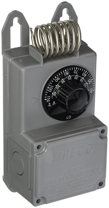 NEMA 4X Line Voltage Thermostat by PECO – Plastic, Gray, Model TF115-001