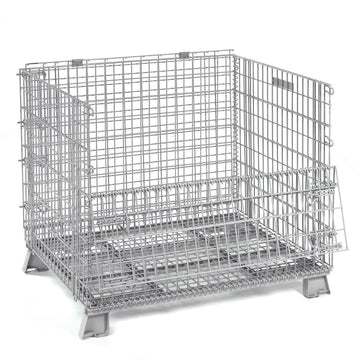Wire Mesh Folding Open-Top Container by Global Industrial – Wire Mesh, Gray, Model 198642