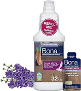 Bona Hardwood Floor Cleaner Bottle for use with Swiffer WETJET Spray Mop, Lavender Thyme Scent, makes 64 Fl Oz - Includes Filled Bottle + Concentrate Refill for Wood Floor Cleaning