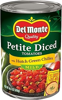 Del Monte Petite Diced Tomatoes with Hatch Green Chilies, 14.5-Ounce (Pack of 12)