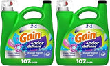 Gain Odor Defense Liquid Laundry Detergent, Super Fresh Blast Scent, 107 Loads, HE Compatible Washing Soap (Packaging May Vary) (Pack of 2)
