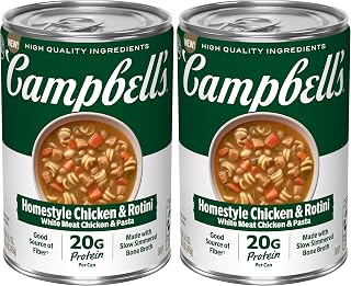 Campbell's Protein Homestyle Chicken and Rotini Soup, 16.1 Oz Can (Pack of 2)