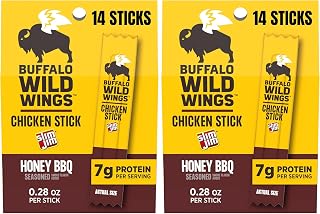 Slim Jim Chicken Sticks, Buffalo Wild Wings Honey BBQ Seasoned, 7g Protein per Serving, Snack Size, Easter Basket Stuffer for Men, 0.28 oz. (14 Count) (Pack of 2)