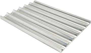Winco Full Size Aluminum Baguette Pan, 6 Slots, Professional | Six slots for efficiency, Perforated surface for air circulation, Great for Cooking, Food Preparation and Restaurant Kitchens